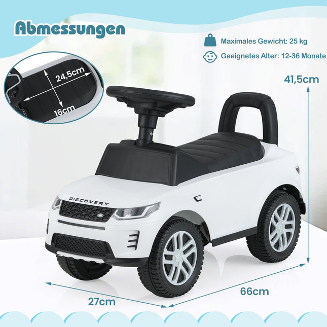 Rutschauto mit Stauraum, Weiß, sicher für Kleinkinder