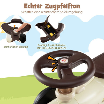 Aufsteigbarer Spielzeugzug mit Hupe, Stauraum, sicherer Lenkung