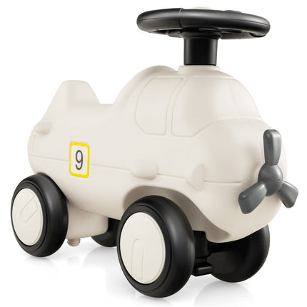 Ride-on car in airplane look with cute propeller ride-on vehicle white