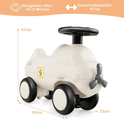 Ride-on car in airplane look with cute propeller ride-on vehicle white
