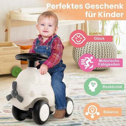 Ride-on car in airplane look with cute propeller ride-on vehicle white