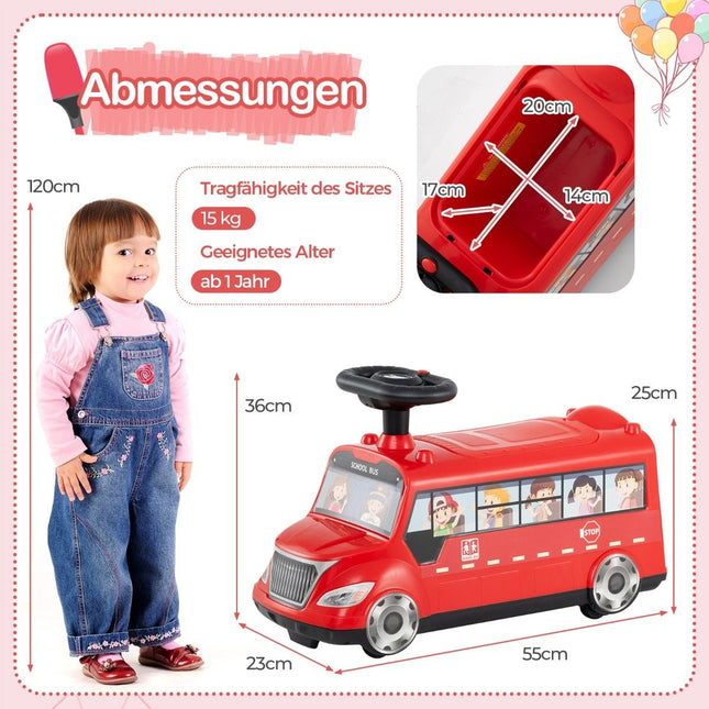 Rutschauto mit Musik &amp; Stauraum &amp; Kippschutz Aufsitzfahrzeug Rutschauto Rutschbus
