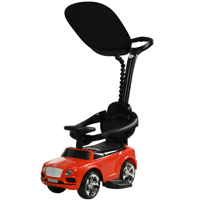 Rotes 3-in-1-Kinderauto mit Schiebestange und Stauraum, 1-3 Jahre