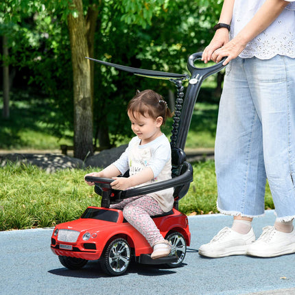 Rotes 3-in-1-Kinderauto mit Schiebestange und Stauraum, 1-3 Jahre