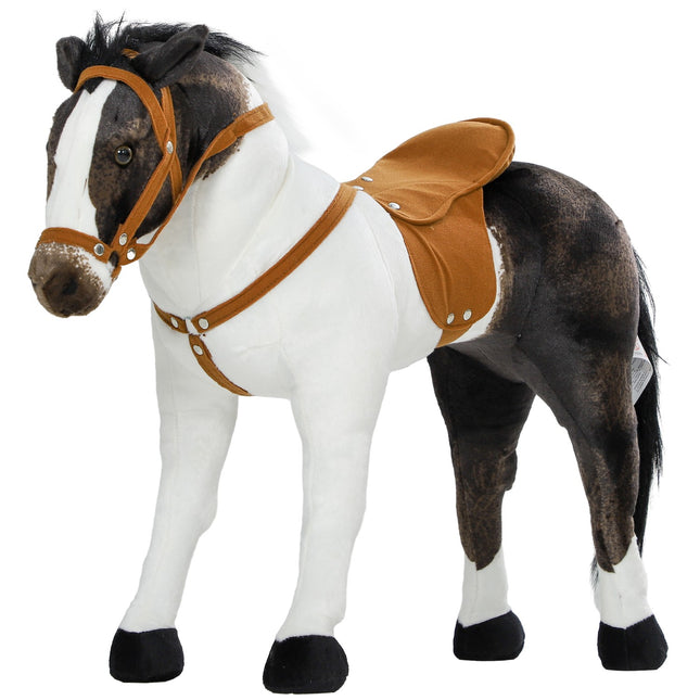 Reitpferd mit Sound, 48 cm, Sattel und Zaumzeug, braun/creme