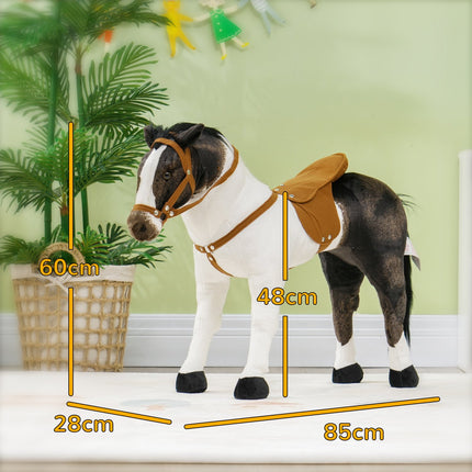 Reitpferd mit Sound, 48 cm, Sattel und Zaumzeug, braun/creme
