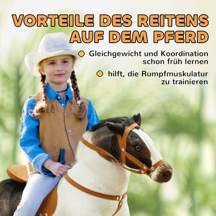 Reitpferd mit Sound, 48 cm, Sattel und Zaumzeug, braun/creme