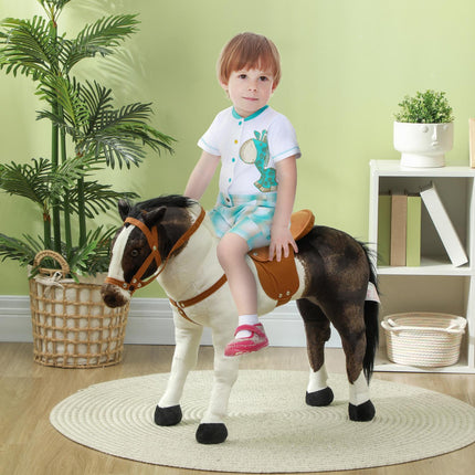 Reitpferd mit Sound, 48 cm, Sattel und Zaumzeug, braun/creme