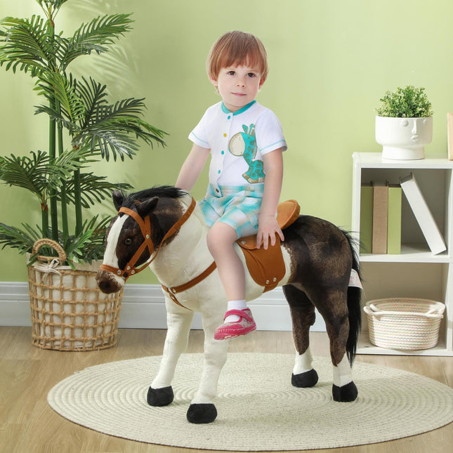 Reitpferd mit Sound, 48 cm, Sattel und Zaumzeug, braun/creme