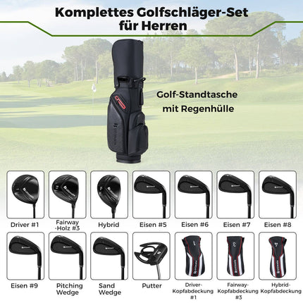 Rechtshänder Golfschlägersatz für Herren mit Standbag