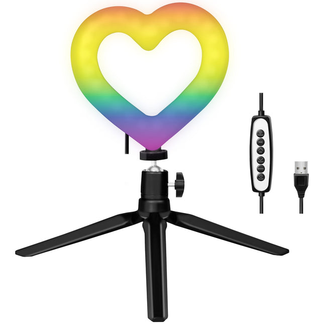 Ringlicht Herzform RGB mit Tischständer