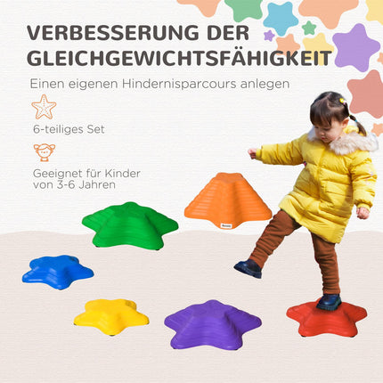 Bunte, rutschfeste Flusssteine, Balancierspiel, 6-teilig