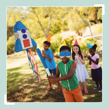 Raketen-Piñata-Set mit Schlagstock und Maske für Partys
