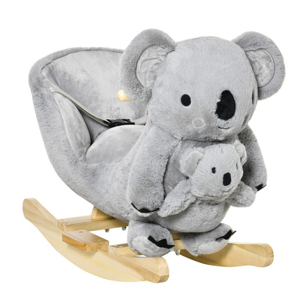 Koala swing toy for toddlers, gray plush and wood