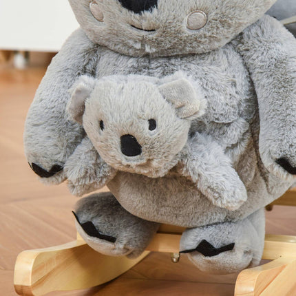 Koala swing toy for toddlers, gray plush and wood