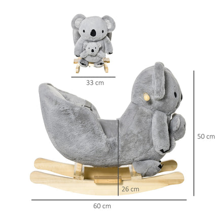 Koala swing toy for toddlers, gray plush and wood