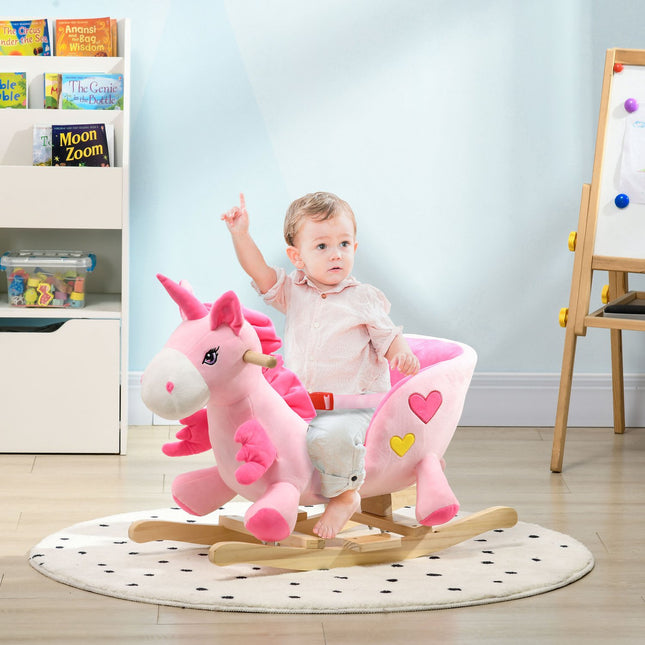Unicorn rocking chair with music & footrest for children 1.5-3Y