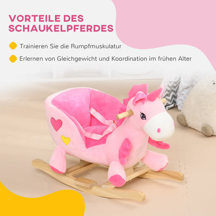 Einhorn-Schaukelstuhl mit Musik & Fußstütze für Kinder von 1,5-3 Jahren