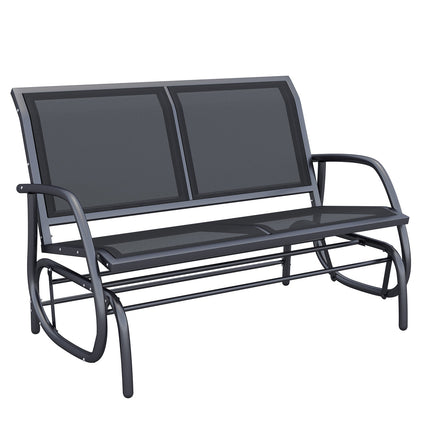 Black Metal Garden Swing - 2-seater, 120 x 70 x 88 cm