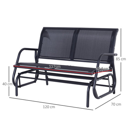 Black Metal Garden Swing - 2-seater, 120 x 70 x 88 cm