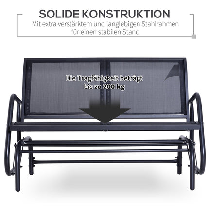 Black Metal Garden Swing - 2-seater, 120 x 70 x 88 cm