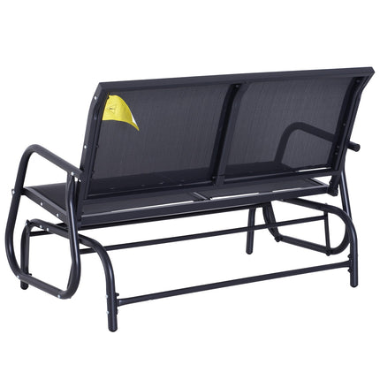 Black Metal Garden Swing - 2-seater, 120 x 70 x 88 cm