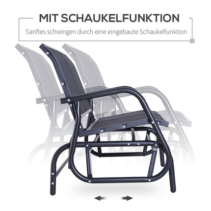 Black Metal Garden Swing - 2-seater, 120 x 70 x 88 cm