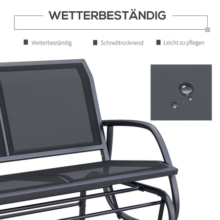 Black Metal Garden Swing - 2-seater, 120 x 70 x 88 cm