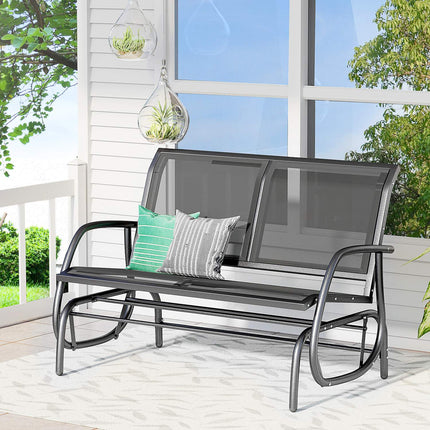 Black Metal Garden Swing - 2-seater, 120 x 70 x 88 cm