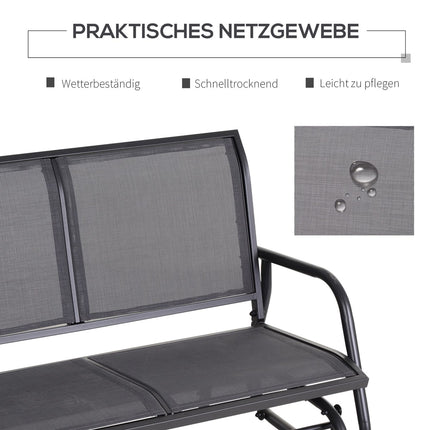 Garden rocking chair, Metal Rocking Love Seat, Gray 120 x 70 x 85 cm