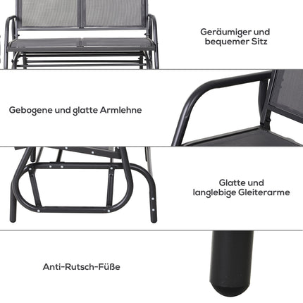Garden rocking chair, Metal Rocking Love Seat, Gray 120 x 70 x 85 cm
