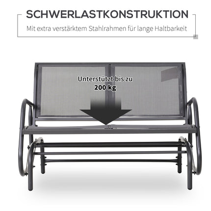 Garden rocking chair, Metal Rocking Love Seat, Gray 120 x 70 x 85 cm