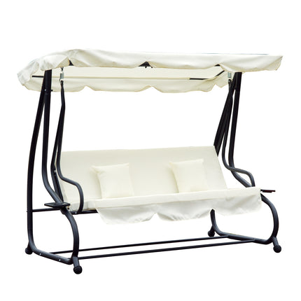 3-Sitzer Schaukelstuhl mit verstellbarem Dach, creme
