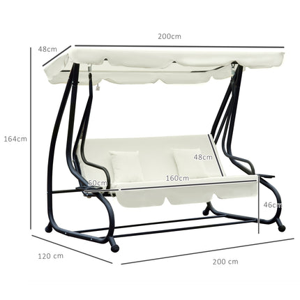 3-Sitzer Schaukelstuhl mit verstellbarem Dach, creme