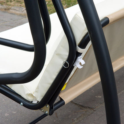3-Sitzer Schaukelstuhl mit verstellbarem Dach, creme