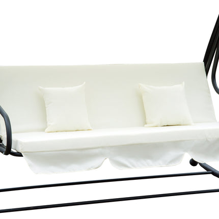 3-Sitzer Schaukelstuhl mit verstellbarem Dach, creme