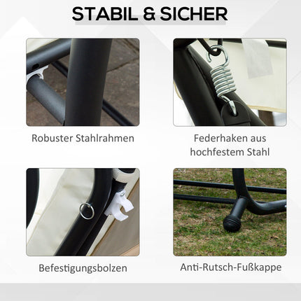 3-Sitzer Schaukelstuhl mit verstellbarem Dach, creme