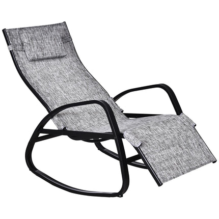 Gray adjustable rocking chair with cushion for patio & balcony