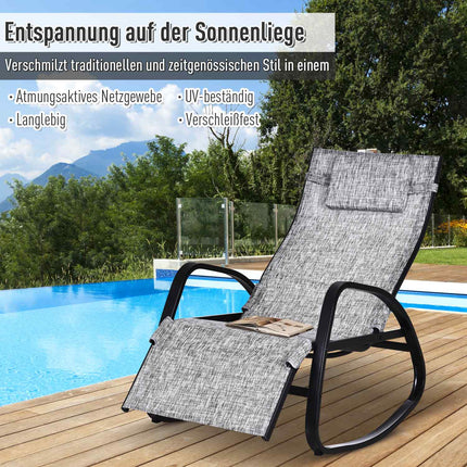 Gray adjustable rocking chair with cushion for patio & balcony
