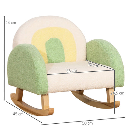 Grünes Schaukelsofa aus Lammleder für Kinder – Eukalyptusholz, Alter 3+