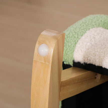 Grünes Schaukelsofa aus Lammleder für Kinder – Eukalyptusholz, Alter 3+