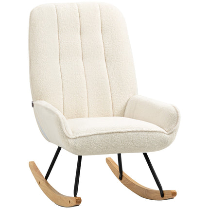 Fauteuil à bascule confortable en polaire sherpa, pour chambre d'enfant et de bébé, jusqu'à 150 kg, 63 x 95 x 97 cm