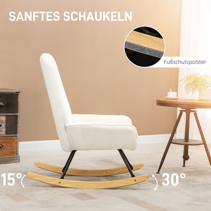 Fauteuil à bascule confortable en polaire sherpa, pour chambre d'enfant et de bébé, jusqu'à 150 kg, 63 x 95 x 97 cm