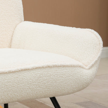 Fauteuil à bascule confortable en polaire sherpa, pour chambre d'enfant et de bébé, jusqu'à 150 kg, 63 x 95 x 97 cm
