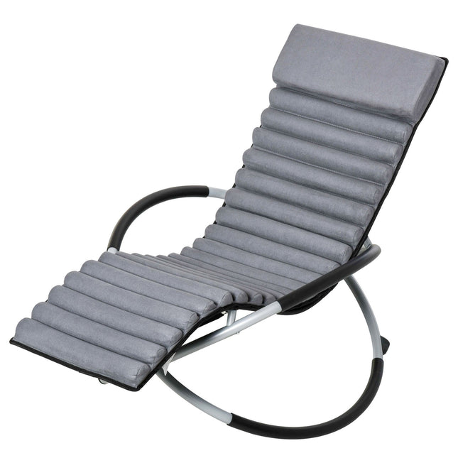 Ergonomischer Garten-Schaukelstuhl aus Metall – Dunkelgrau, 145x74x88 cm