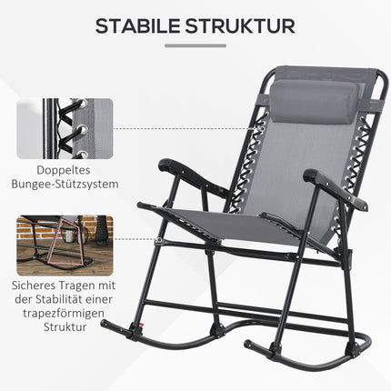 Klappbarer Garten-Schaukelstuhl mit Kissen, Tragfähigkeit 120 kg