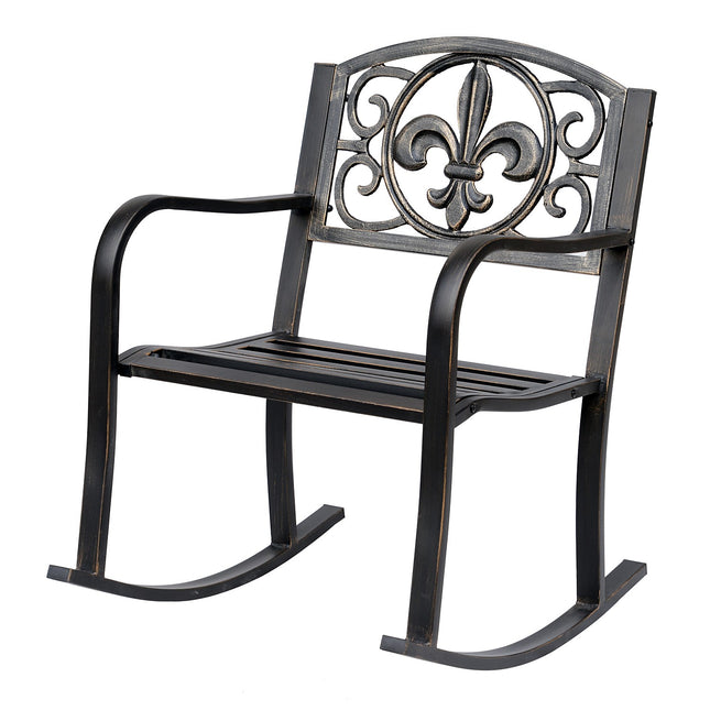 Antiker Metallschaukelstuhl – Bronze-Finish für den Garten