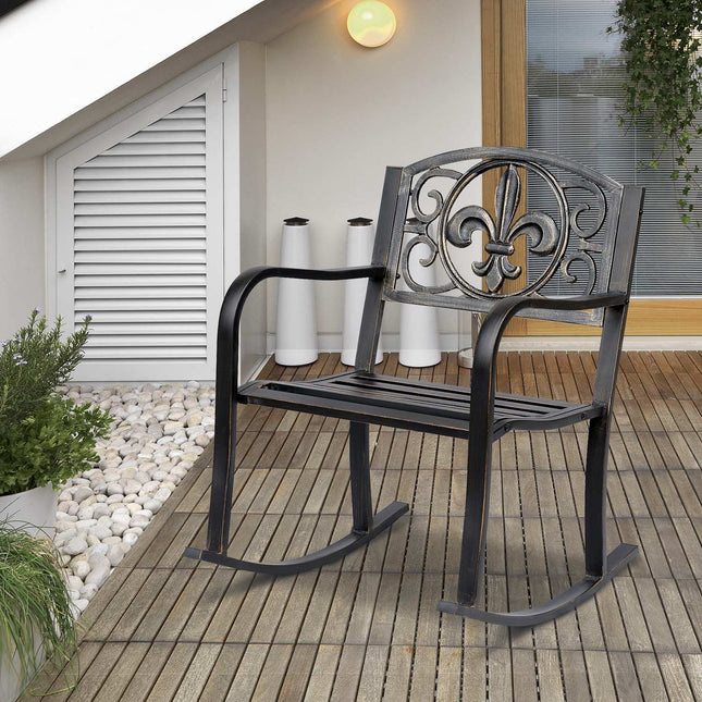 Antiker Metallschaukelstuhl – Bronze-Finish für den Garten