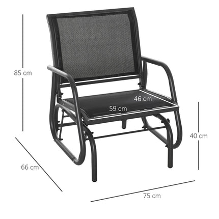 Garten-Schaukelstuhl aus schwarzem Metall für Terrasse oder Balkon