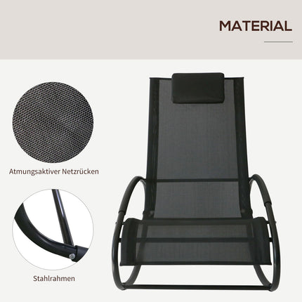 Rocking chair, weatherproof steel, 120 kg capacity, black